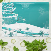 Merry Christmas Snowflakes Tree Flowers & Stars Theedoek (Gevouwen)