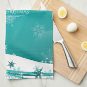 Merry Christmas Snowflakes Tree Flowers & Stars Theedoek (Quarter Fold)