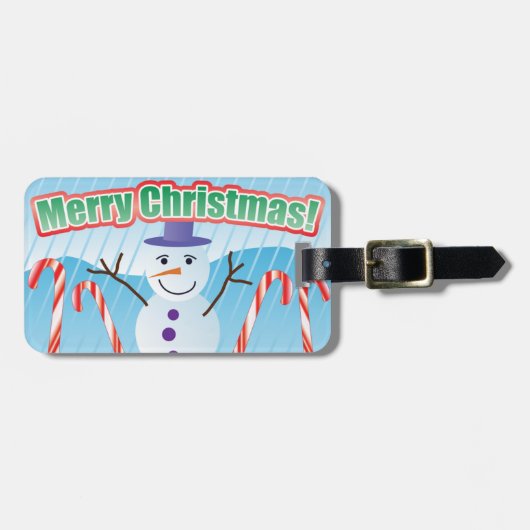 MERRY CHRISTMAS SNOWMAN BAGAGELABEL (Voorkant horizontaal)
