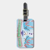 MERRY CHRISTMAS SNOWMAN BAGAGELABEL (Voorkant verticaal)