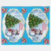 Merry Christmas Snowman Bells Cute Fleece Deken (Voorkant (Horizontaal))