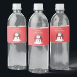 Merry Christmas Snowman bewerkbare kleur Waterfles Etiket<br><div class="desc">Vrolijk Kerstmis Sneeuwman bewerkbare Kleur Water flesetiketten</div>
