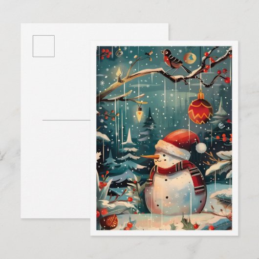 Merry Christmas Snowman Briefkaart (Voorkant / Achterkant)