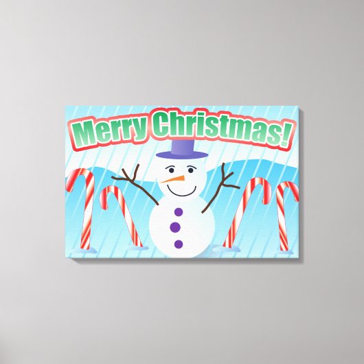 MERRY CHRISTMAS SNOWMAN CANVAS AFDRUK (Voorkant)