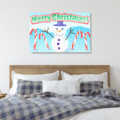 MERRY CHRISTMAS SNOWMAN CANVAS AFDRUK (Insitu (Slaapkamer))