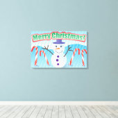 MERRY CHRISTMAS SNOWMAN CANVAS AFDRUK (Insitu (Houten vloer))