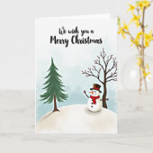 Merry Christmas Snowman Card Kaart (Gele Bloem)