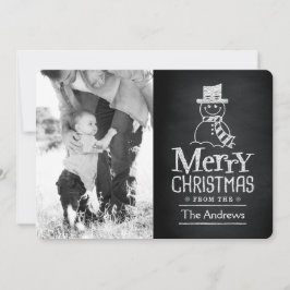 Merry Christmas Snowman Chalkboard Typography Feestdagenkaart