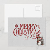 Merry Christmas Snowman Decorating the Tree Briefkaart (Voorkant / Achterkant)