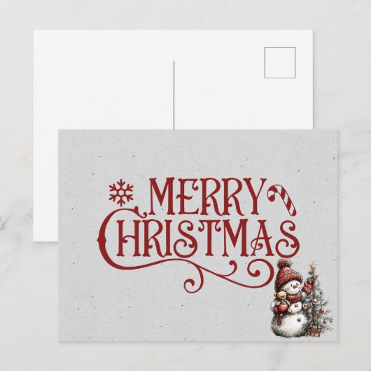 Merry Christmas Snowman Decorating the Tree Briefkaart (Voorkant / Achterkant)