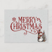 Merry Christmas Snowman Decorating the Tree Briefkaart (Voorkant)