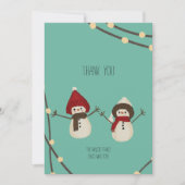 Merry Christmas Snowman Duo– Winter Lights on Teal Bedankkaart (Voorkant)