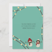 Merry Christmas Snowman Duo– Winter Lights on Teal Bedankkaart (Achterkant)