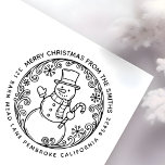 MERRY CHRISTMAS Snowman Familienaam Retour Adres Rubberstempel<br><div class="desc">Creëer uw eigen MERRY CHRISTMAS Snowman Family Name Return Adres rubberen stempel. Makkelijk te personaliseren met je eigen kerstboodschap, familienaam en retouradres. Verdere aanpassing kan worden bereikt door te bewerken met de ontwerptool. Maakt ook een geweldig kerstcadeau. Wij wensen u een vrolijk kerstfeest en een gezond en voorspoedig nieuwjaar! Prettige...</div>