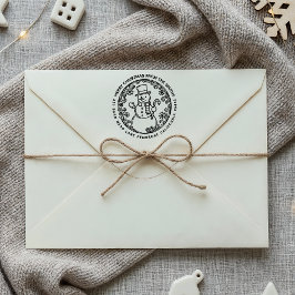 MERRY CHRISTMAS Snowman Familienaam Retour Adres Zelfinktende Stempel