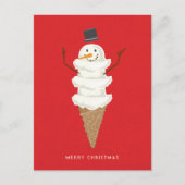 MERRY CHRISTMAS Snowman Ice Cream Cone Briefkaart (Voorkant)