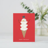 MERRY CHRISTMAS Snowman Ice Cream Cone Briefkaart (Staand voorkant)