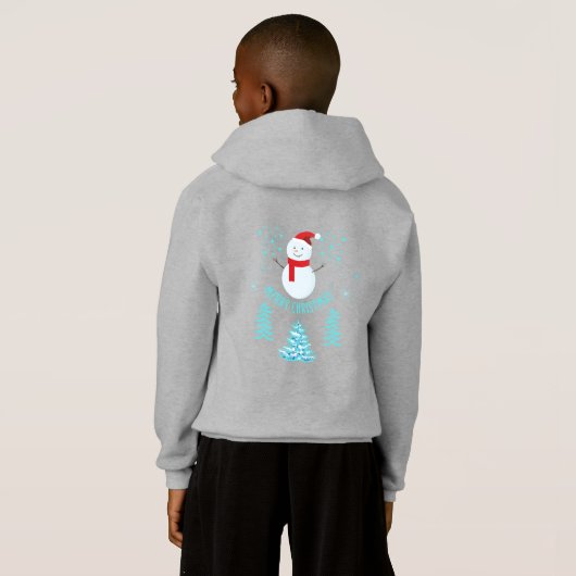 Merry Christmas Snowman Kids Pullover Hoodie (Achterkant volledig)