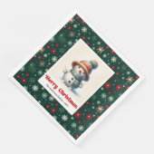 Merry Christmas Snowman Napkins Personalized Custo Servet (Hoek)