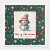 Merry Christmas Snowman Napkins Personalized Custo Servet (Voorkant)