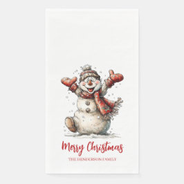 Merry Christmas Snowman Paper Guest Towels Servet