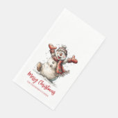 Merry Christmas Snowman Paper Guest Towels Servet (Hoek)