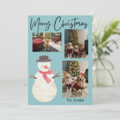 Merry Christmas Snowman Photo Card Feestdagenkaart (Staand voorkant)