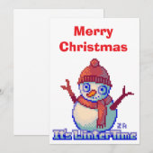 Merry Christmas Snowman Pixel Art Kaart (Voorkant / Achterkant)