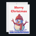 Merry Christmas Snowman Pixel Art Kaart<br><div class="desc">Merry .Christmas,  fijn kerstfeest. Pixel Art ZuujeArt by GH</div>