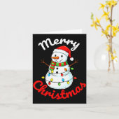 Merry Christmas Snowman Santa Hat Holiday Kids Men Kaart (Gele Bloem)
