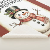 Merry Christmas Snowman Sherpa Blanket  Sherpa Deken (3/4)