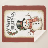 Merry Christmas Snowman Sherpa Blanket  Sherpa Deken (Voorkant (horizontaal))