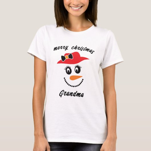 Merry Christmas Snowman T-Shirt (Voorkant)