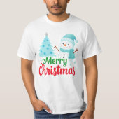 Merry Christmas Snowman T-shirt (Voorkant)