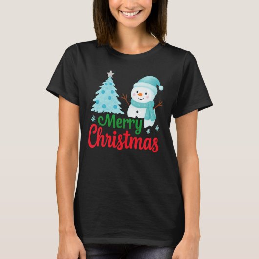 Merry Christmas Snowman T-shirt (Voorkant)