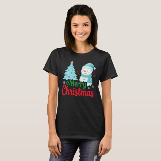 Merry Christmas Snowman T-shirt (Voorkant volledig)