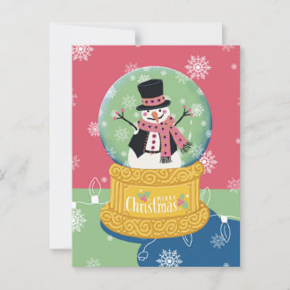 Merry Christmas Snowman Wereldbol Briefkaart