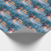 Merry Christmas Snowman with Neon Sign Cadeaupapier (Hoek)