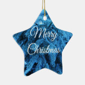 Merry Christmas Snowy Forest Spruce Star Keramisch Ornament (Rechts)