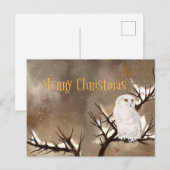 Merry Christmas Snowy Owl Briefkaart (Voorkant / Achterkant)