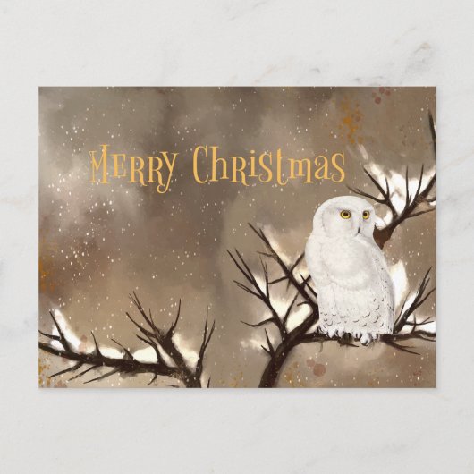 Merry Christmas Snowy Owl Briefkaart (Voorkant)