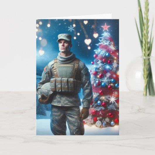 Merry Christmas Soldier - Gevouwen Wenskaart Kaart (Voorkant)