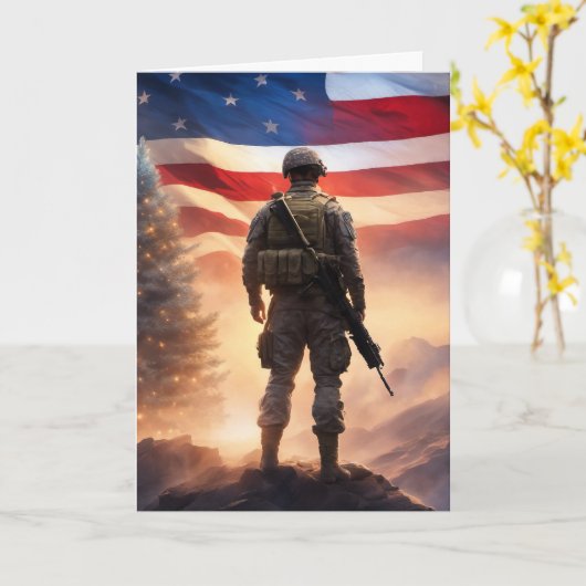 Merry Christmas Soldier - Gevouwen Wenskaart Kaart (Gele Bloem)