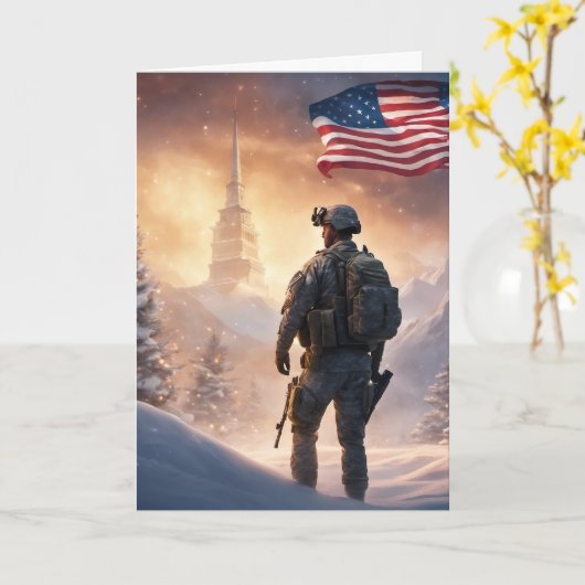 Merry Christmas Soldier - Gevouwen Wenskaart Kaart (Gele Bloem)