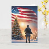 Merry Christmas Soldier - Gevouwen Wenskaart Kaart (Gele Bloem)