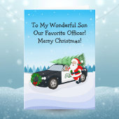 Merry Christmas Son Police Officer Santa Cop Car Kaart