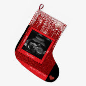 Merry Christmas Sonogram Baby komt eraan Grote Kerstsok (Voorkant (Hangend))