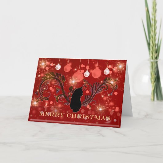 Merry Christmas Sparkle Cat Wenskaart Feestdagen Kaart (Voorkant)