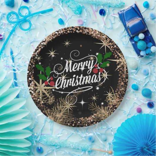 Merry Christmas, sparkle, glitter and shine, Papieren Bordje (Feest)
