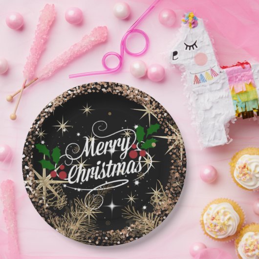 Merry Christmas, sparkle, glitter and shine, Papieren Bordje (Feest)
